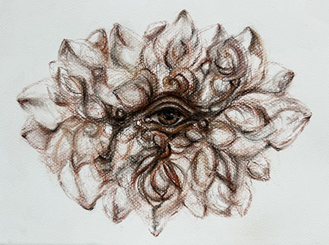 Eye of dahlia with pearls